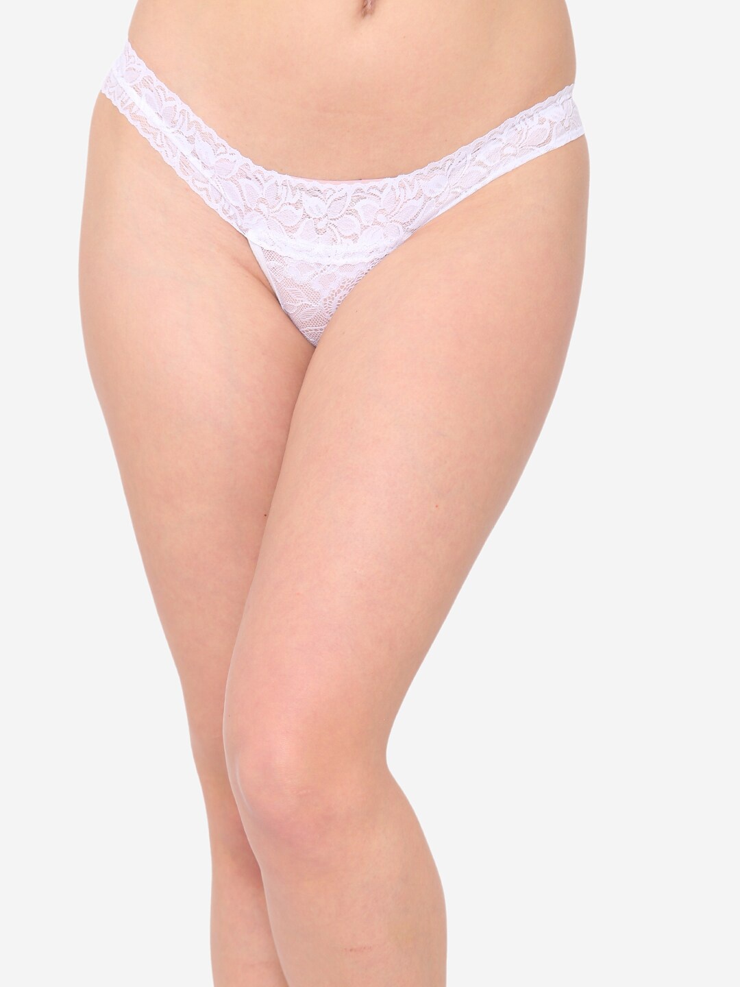 

N-Gal Women Self Design Thong Briefs, White