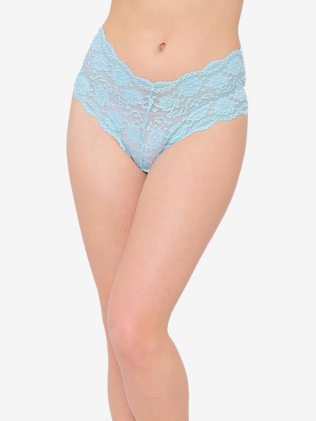 

N-Gal Women Self Design Laced Boy Short Briefs, Blue