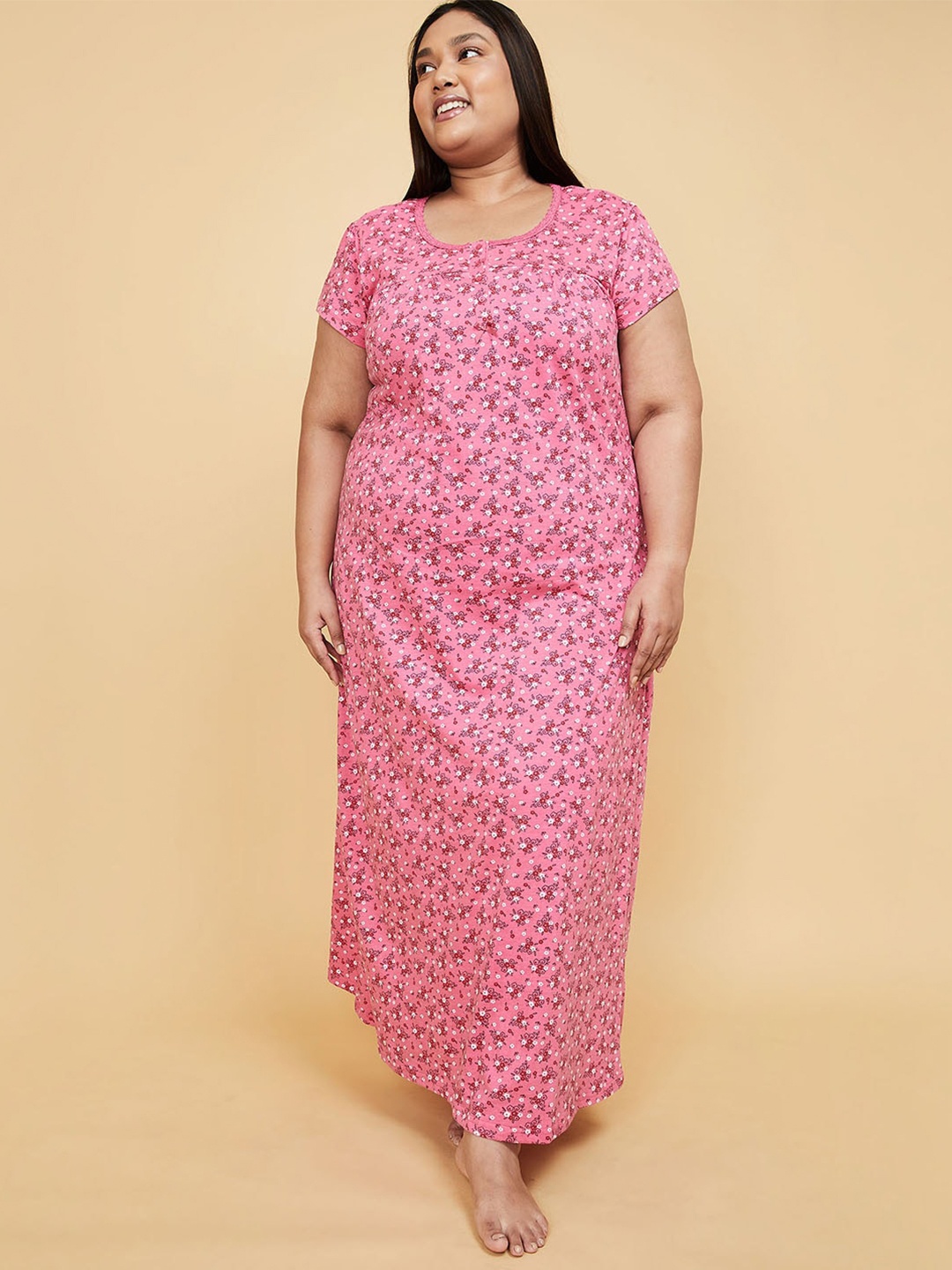 

max Printed Pure Cotton Maxi Nightdress, Pink