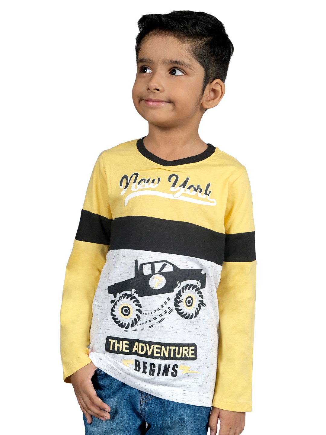 

3PIN Boys Printed Cotton T-shirt, Yellow