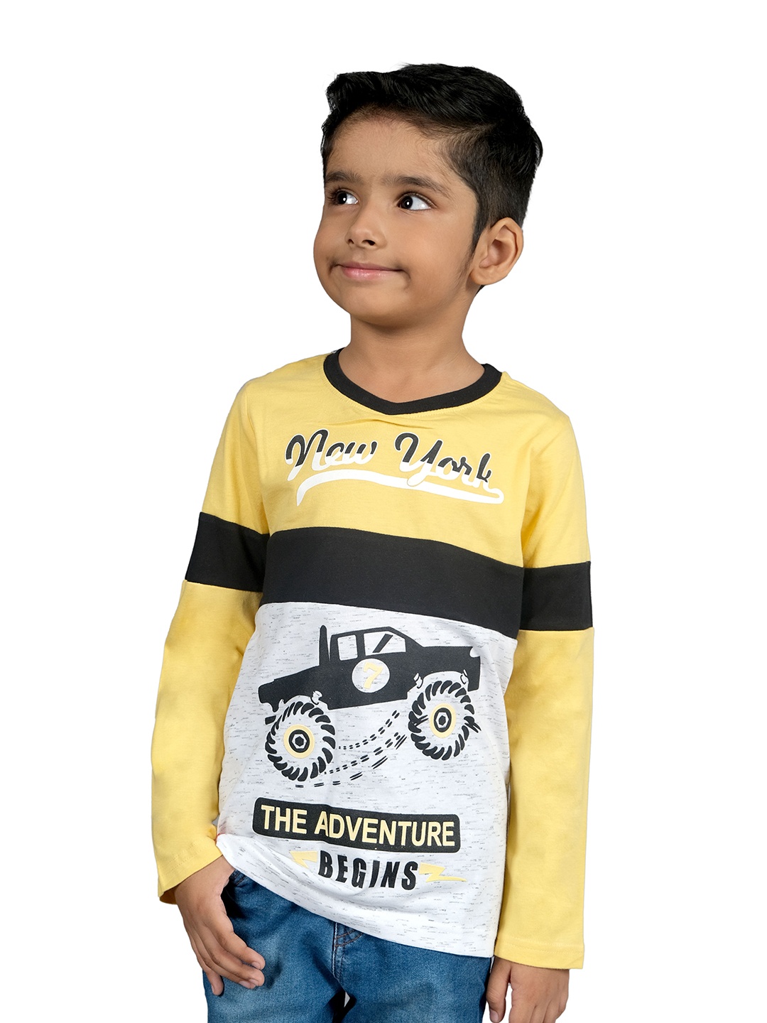 

3PIN Boys Printed Cotton T-shirt, Yellow