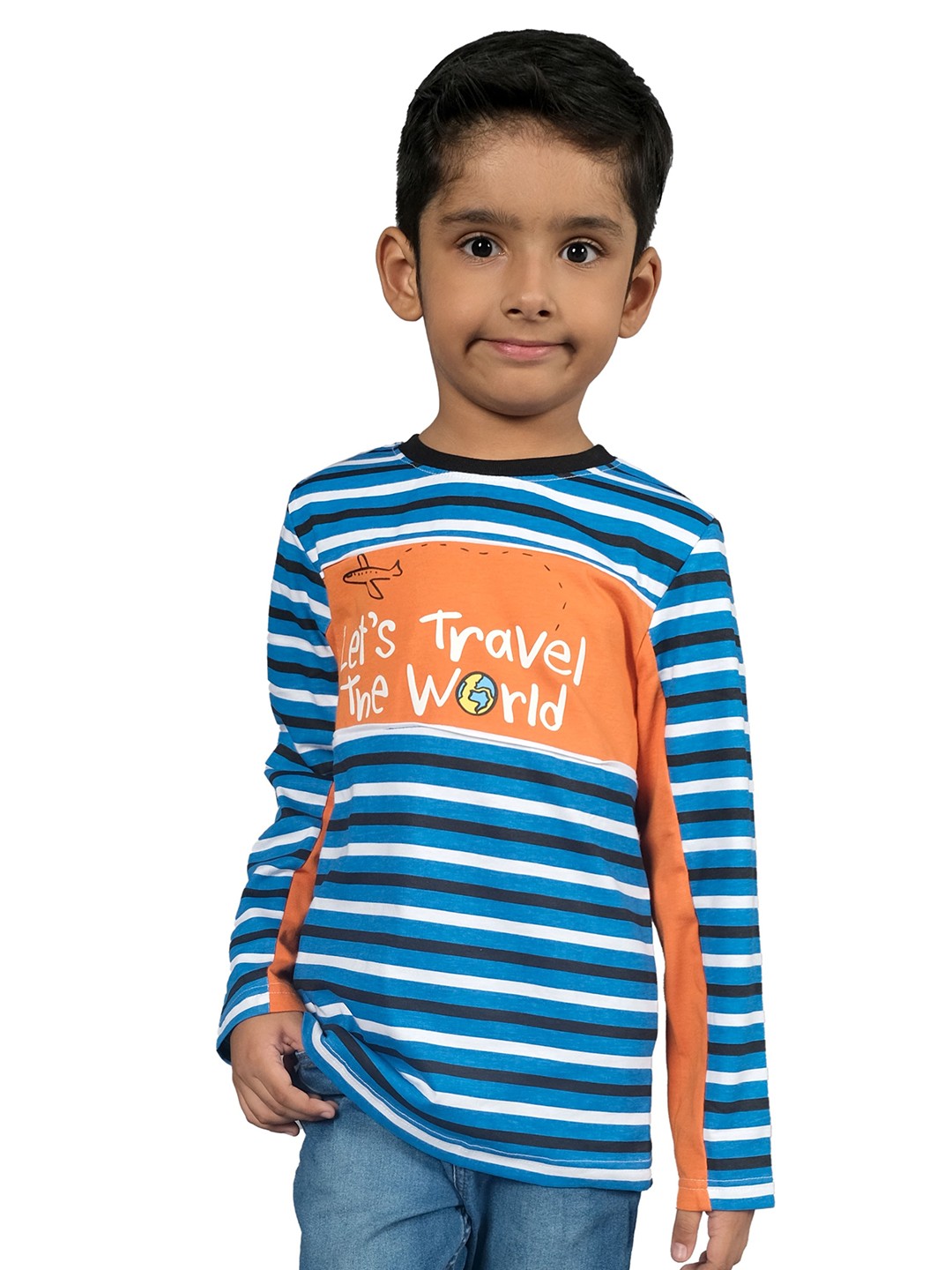 

3PIN Boys Striped Cotton T-shirt, Blue