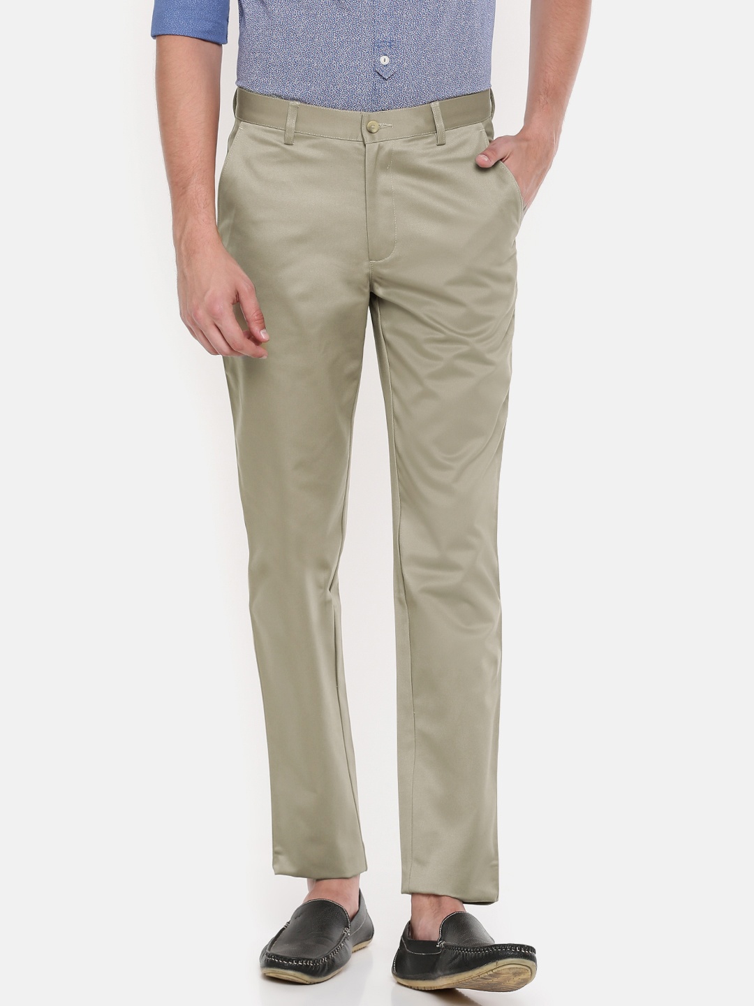 

Peter England Men Beige Slim Fit Solid Formal Trousers