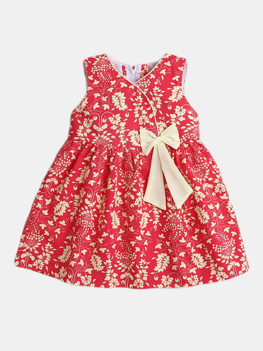 

The Magic Wand Girls Floral Printed Cotton Dress, Fuchsia