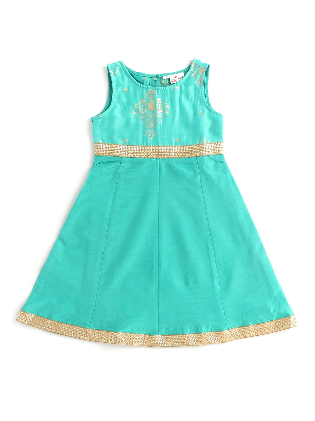 

The Magic Wand Girls Panelled Satin Dress, Green