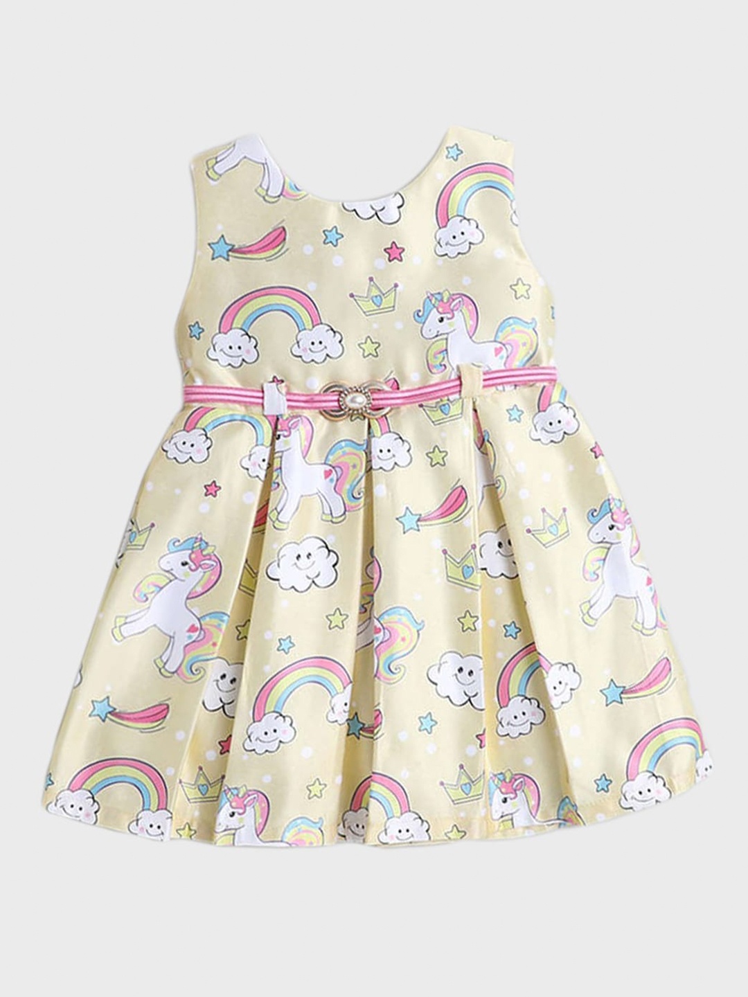 

The Magic Wand Girls Conversational Printed Cotton Dress, Yellow