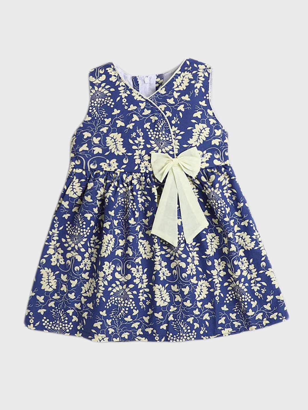 

The Magic Wand Girls Floral Printed Cotton Dress, Navy blue