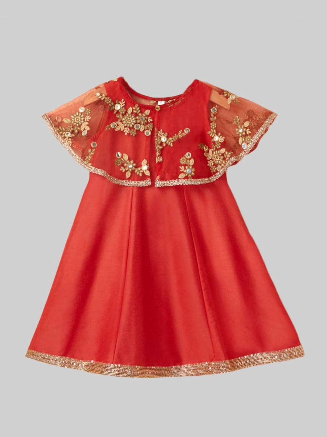 

The Magic Wand Girls Embellished Net Dress, Red