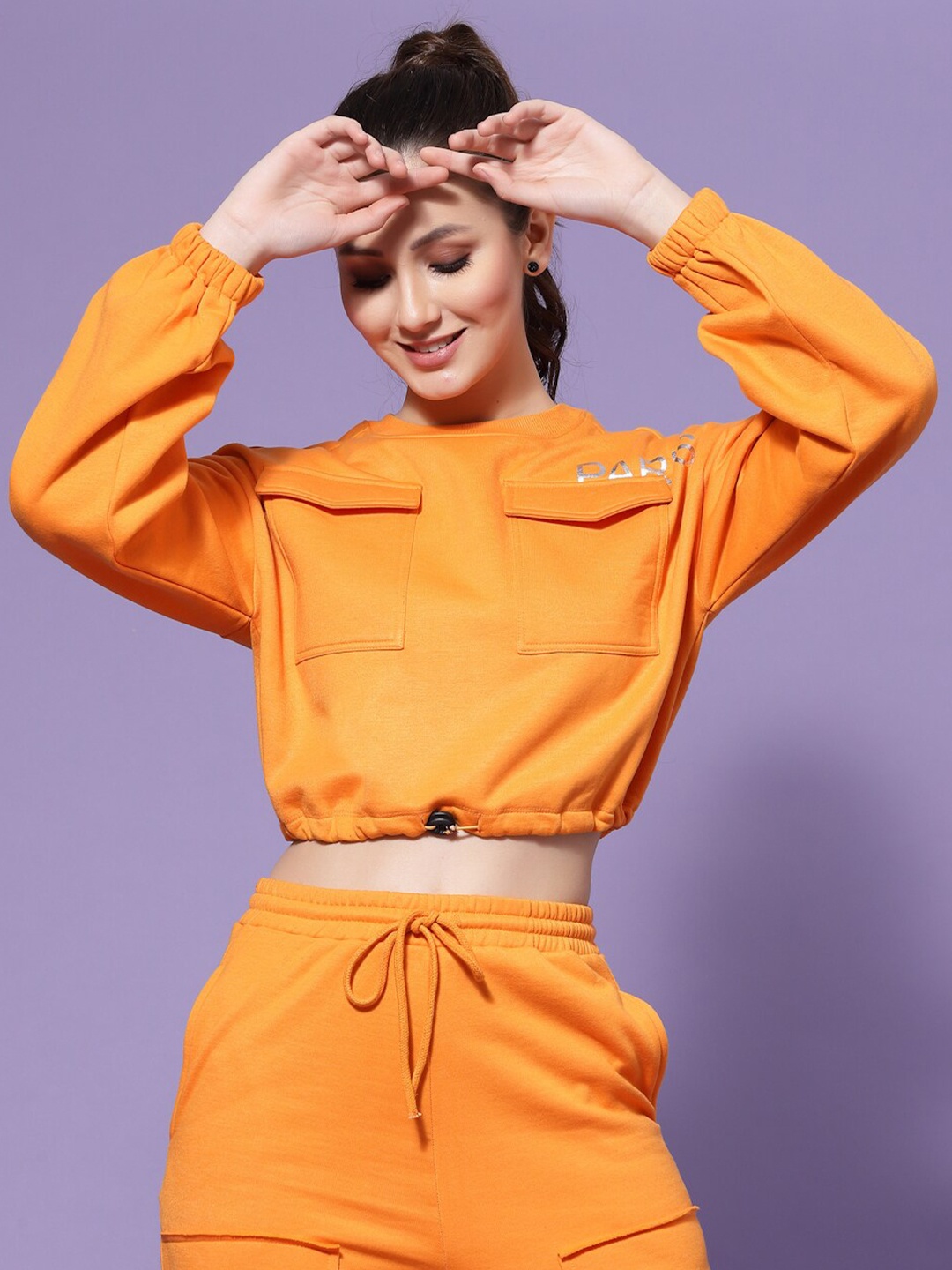 

KASSUALLY Women Drop Shoulder Sleeve Sweatshirt, Orange