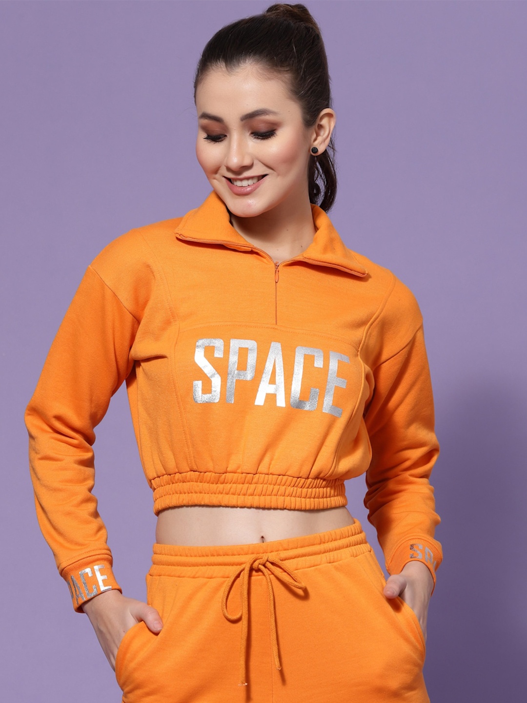

KASSUALLY Women Printed Sweatshirt, Orange