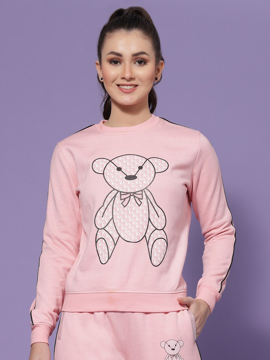 

KASSUALLY Graphic Printed Sweatshirt, Pink