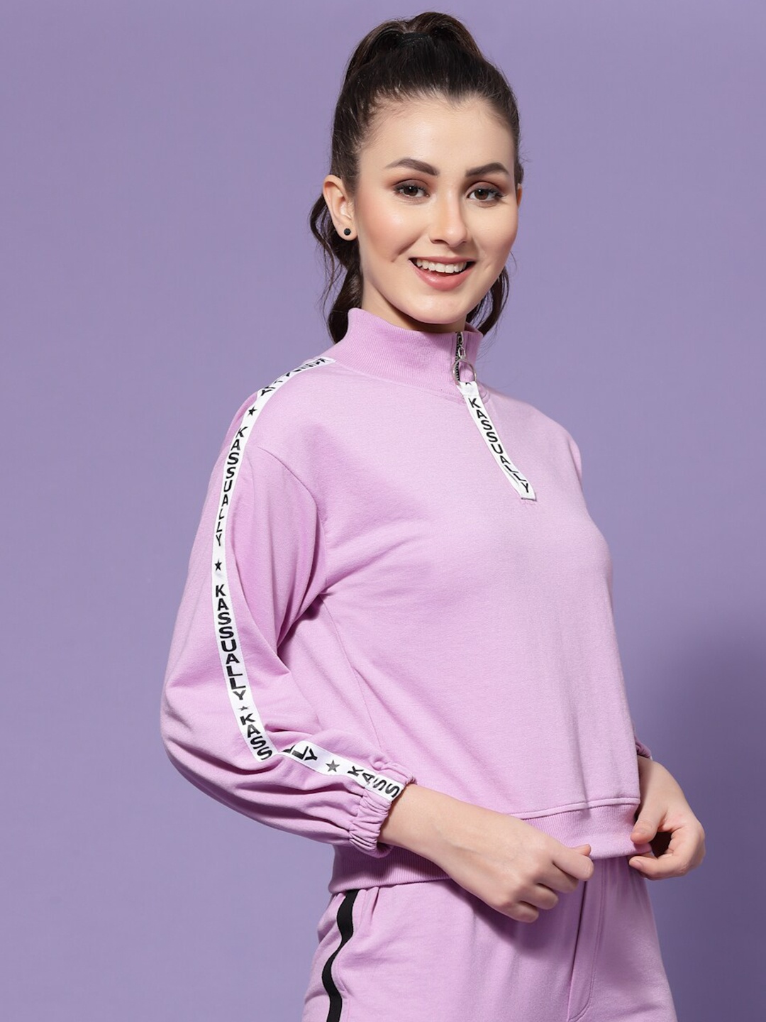 

KASSUALLY Mock Collar Pullover Sweatshirt, Lavender