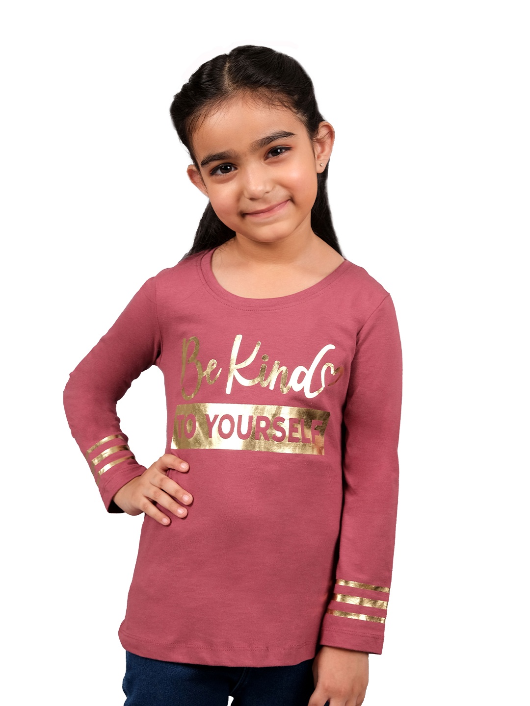

3PIN Girls Typography Printed Cotton T-shirt, Pink