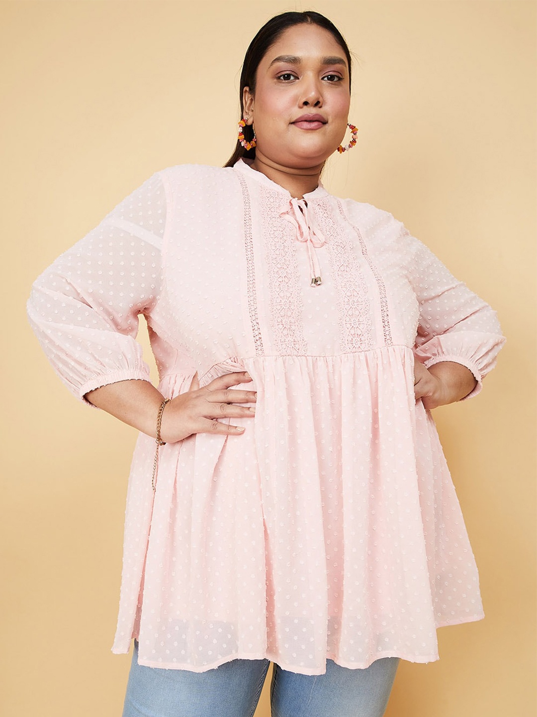 

max Plus Size Embroidered Tunic, Pink
