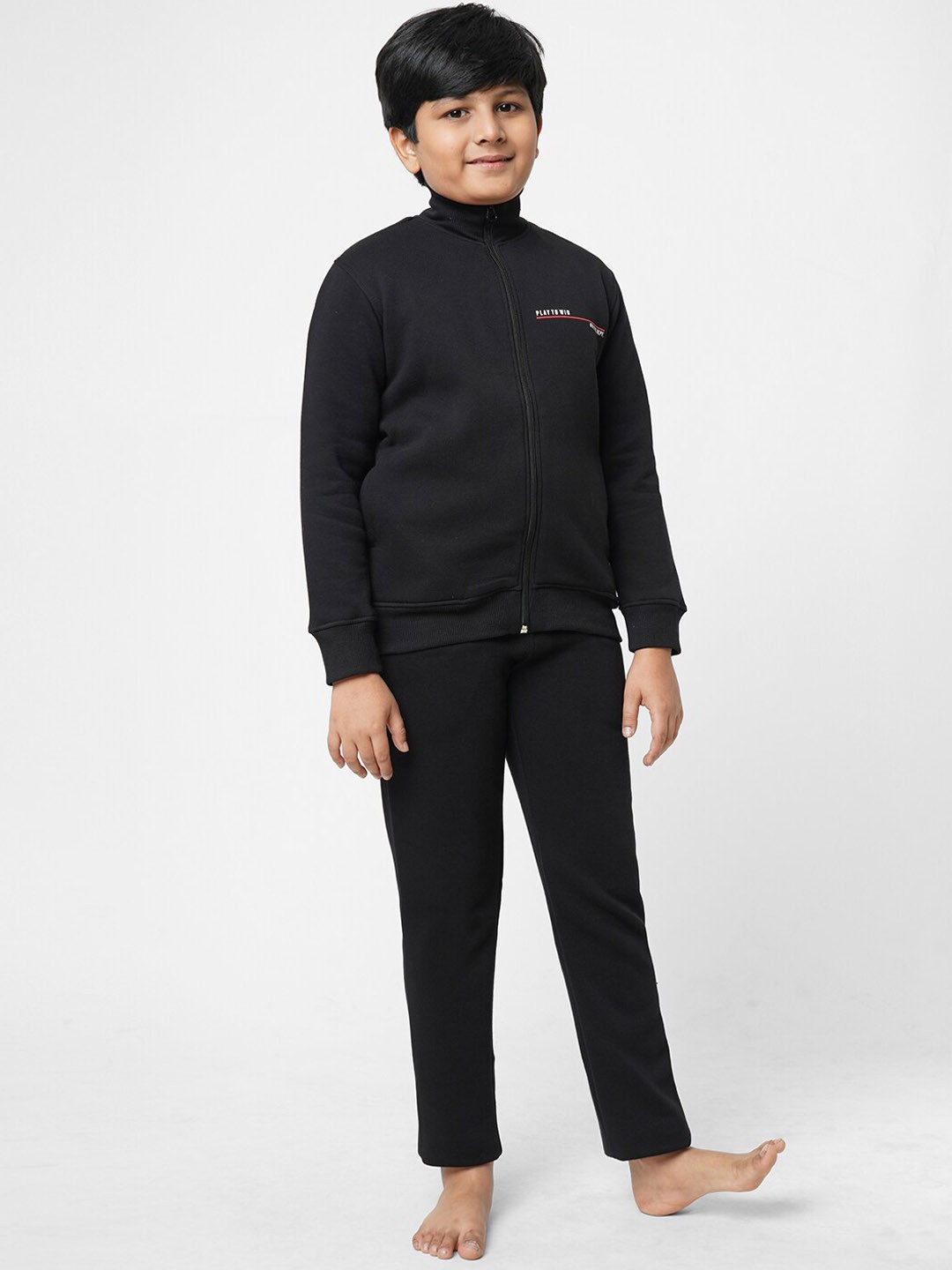 

Sweet Dreams Boys Mandarin Collar Night suit, Black