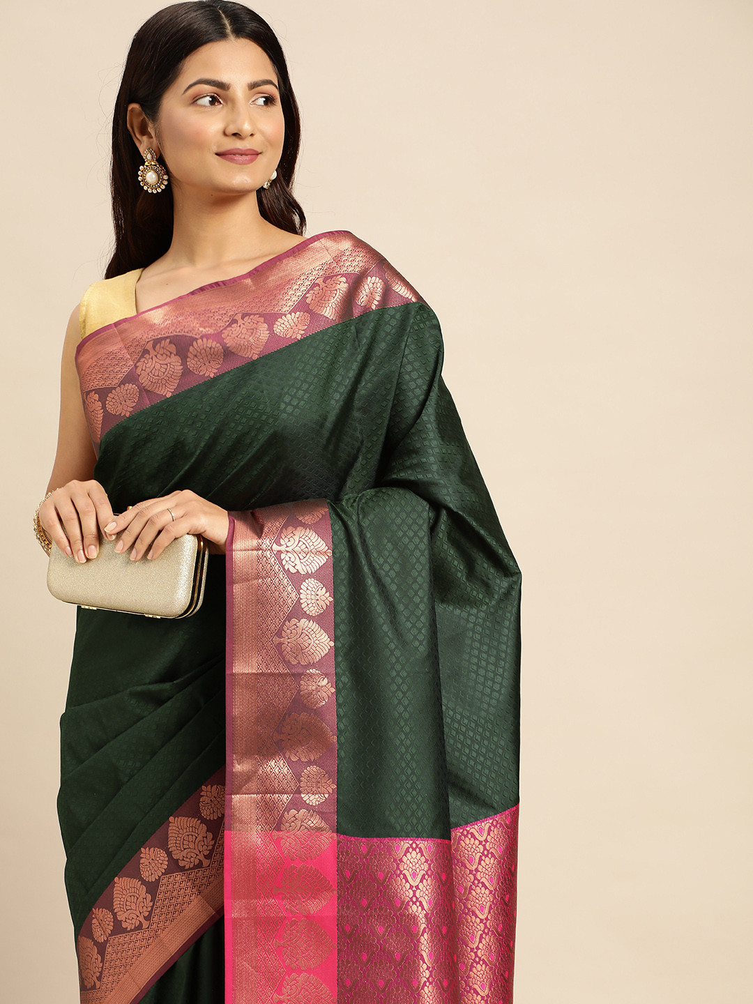 

Pothys Ethnic Motifs Woven Design Art Silk Saree, Green