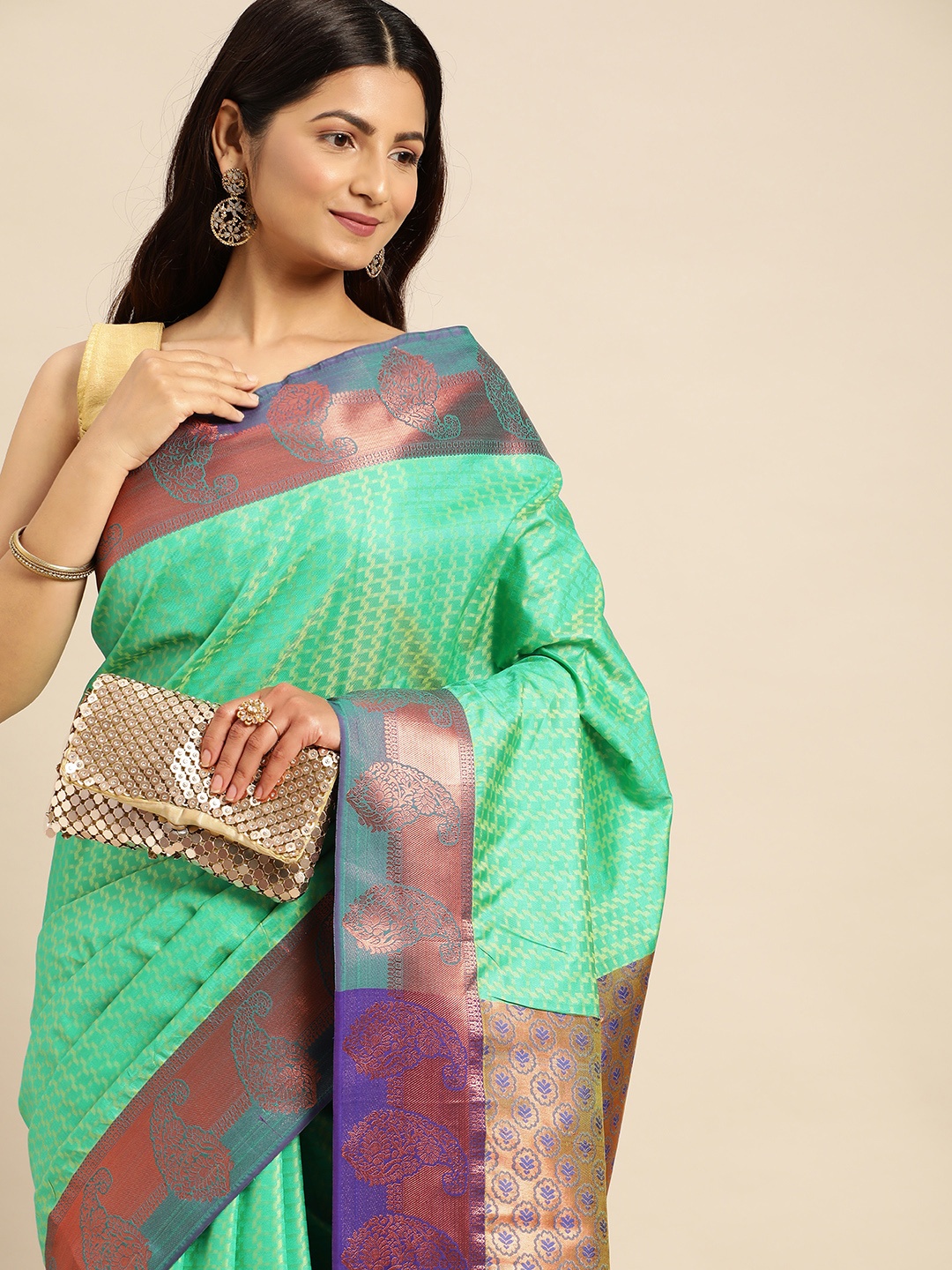 

Pothys Ethnic Motifs Woven Design Art Silk Saree, Green