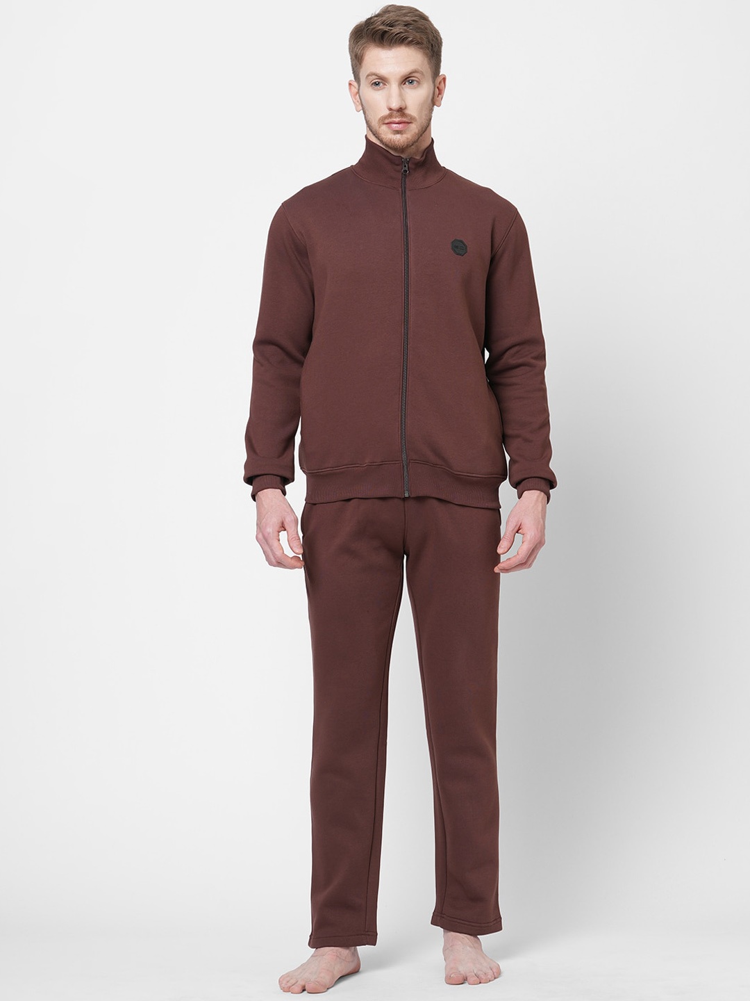 

Sweet Dreams Men High Neck Collar Night Suit, Brown