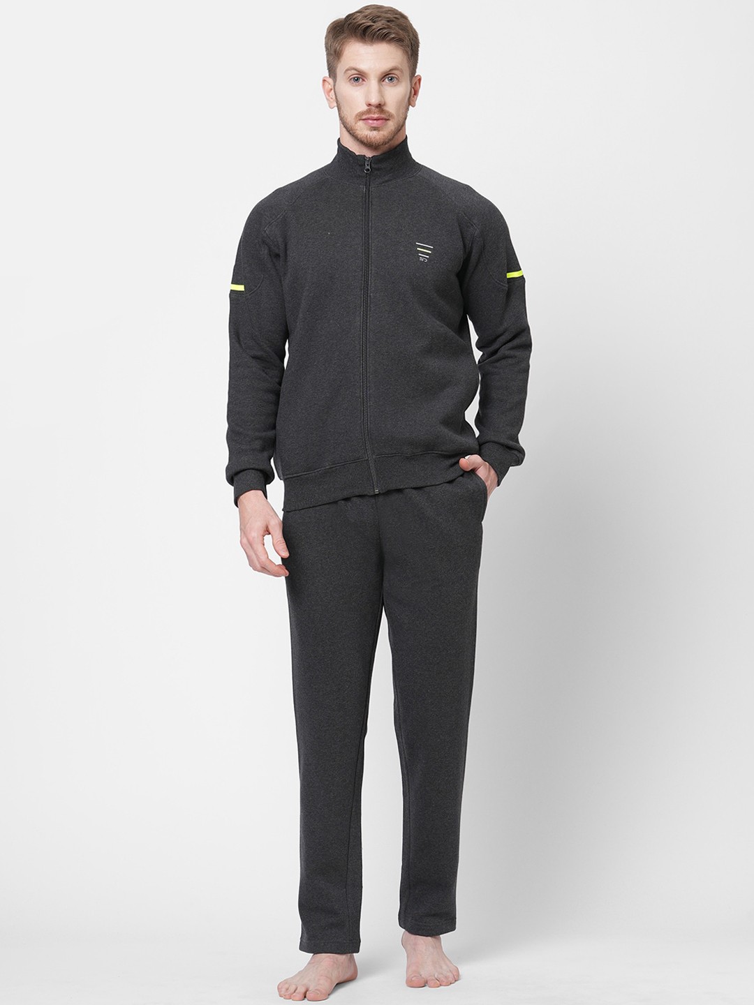 

Sweet Dreams Men High Neck Collar Night Suit, Charcoal