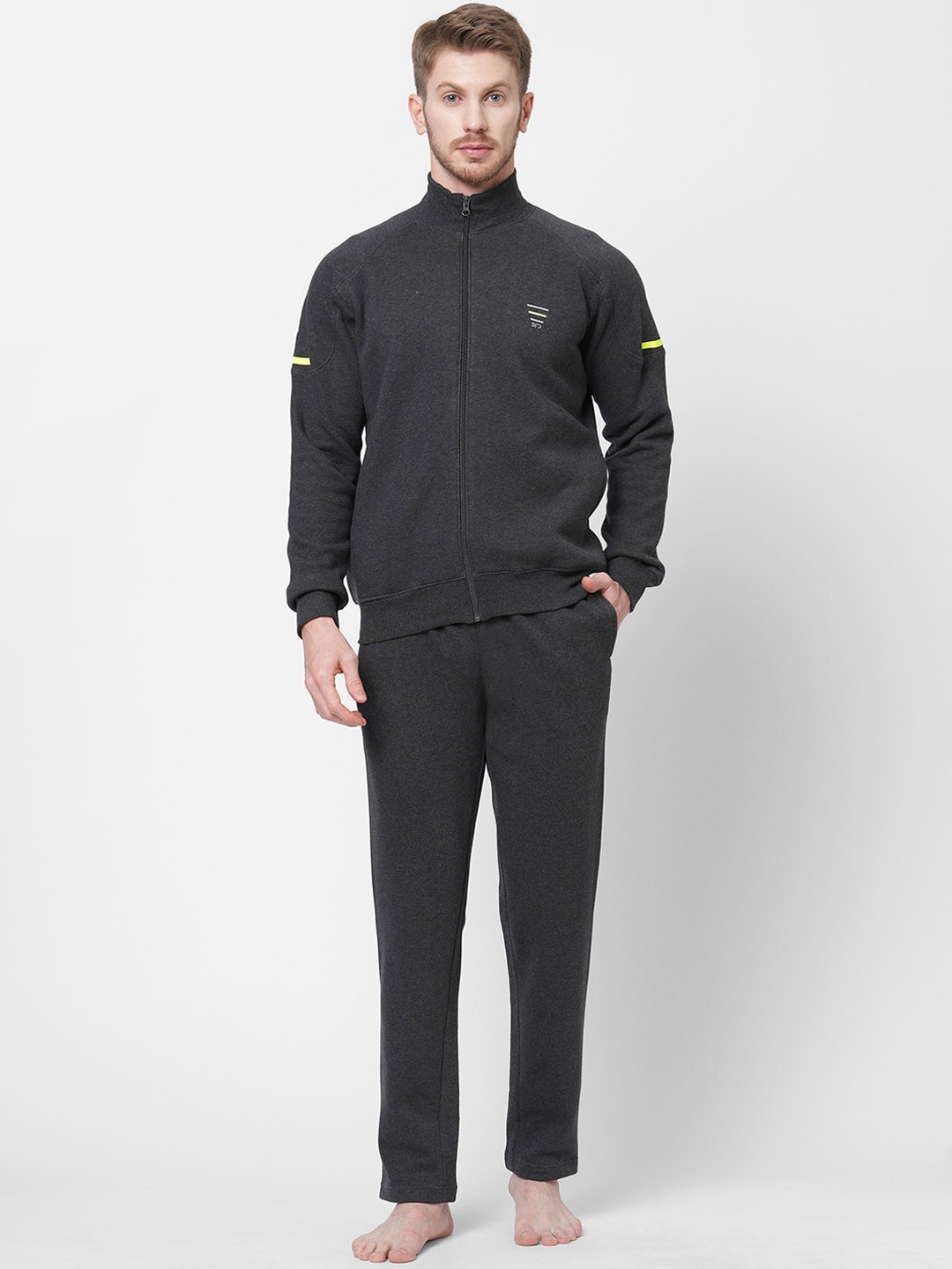 

Sweet Dreams Men Charcoal Solid Night Suit