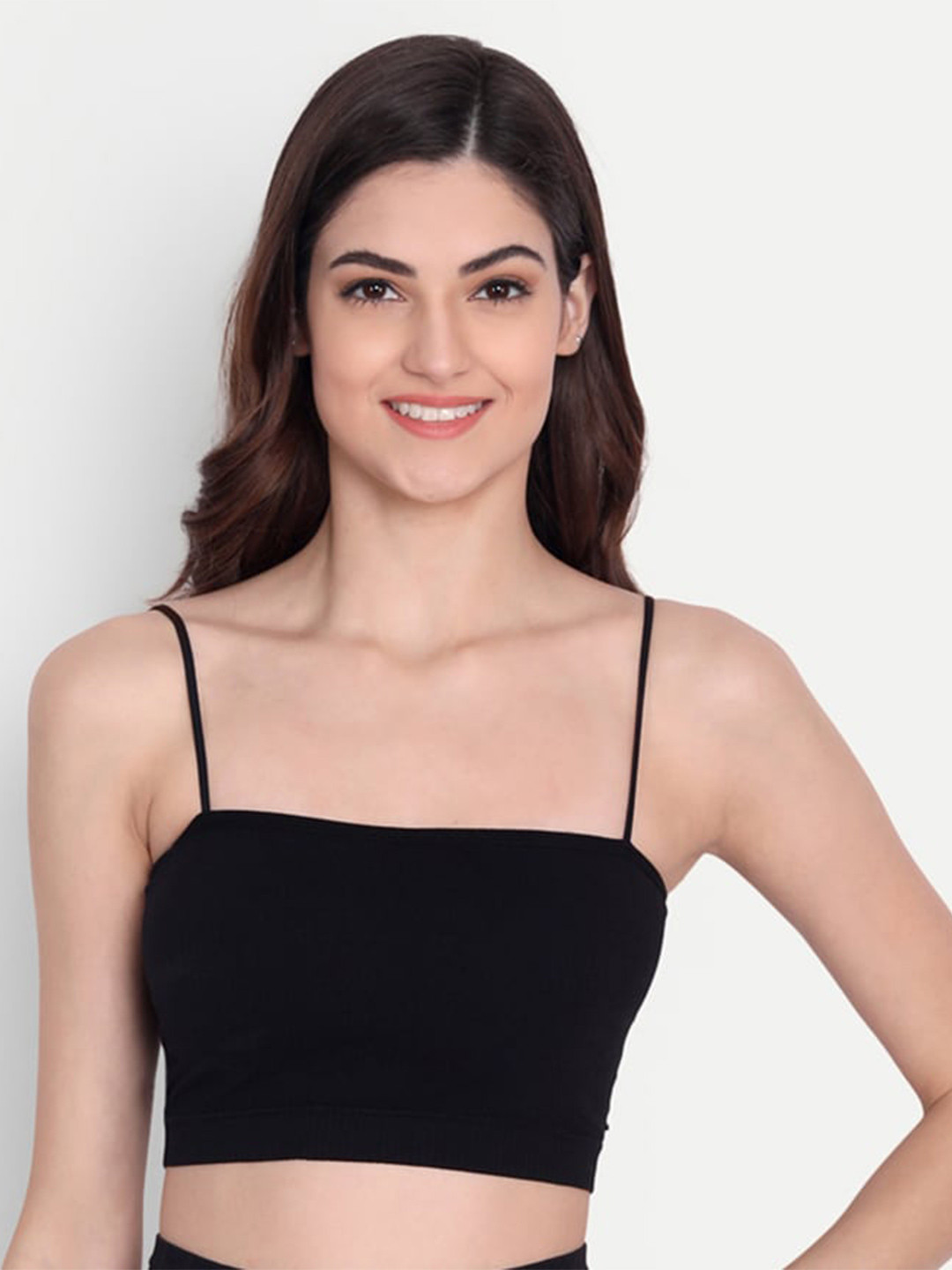 

DEALSEVEN FASHION Bralette Bra Lightly Padded, Black