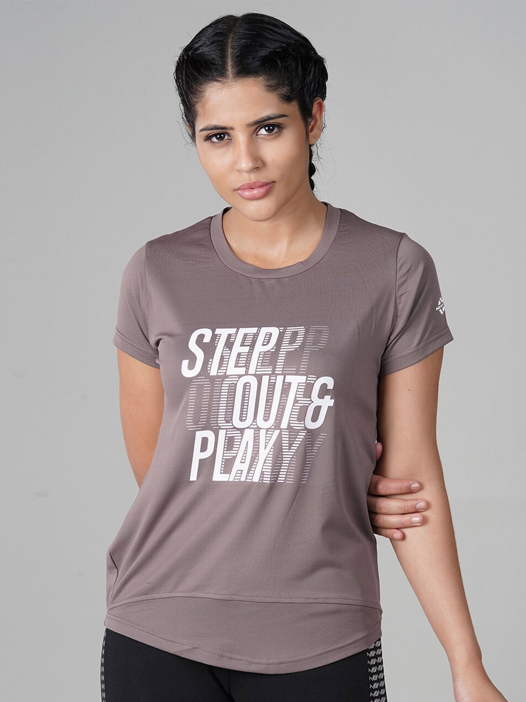 

NIVIA Women Typography Printed T-shirt, Brown