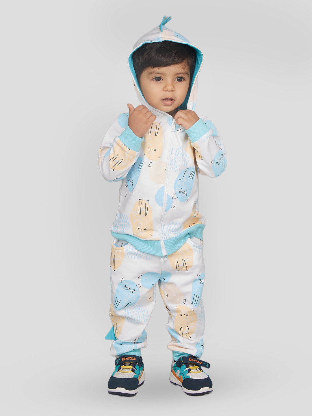 

Zalio Boys Printed Top with Pyjamas, White