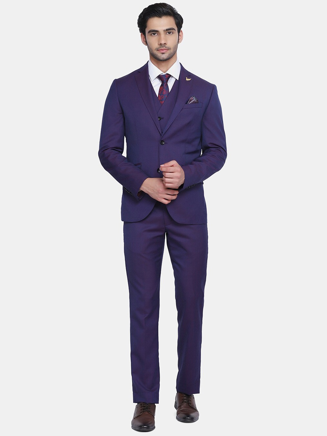 

Blackberrys Slim-Fit Single-Breasted 6-Piece Formal Suits, Navy blue