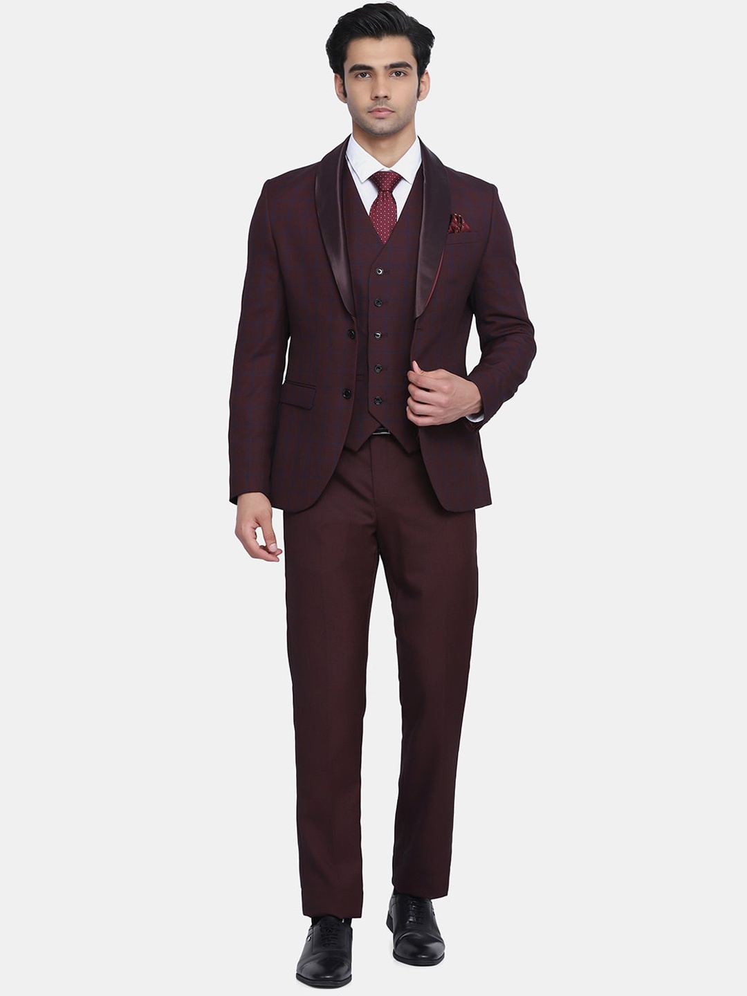 

Blackberrys Hildo 4 Pcs Multitude 6X Checked Formal Suit, Red