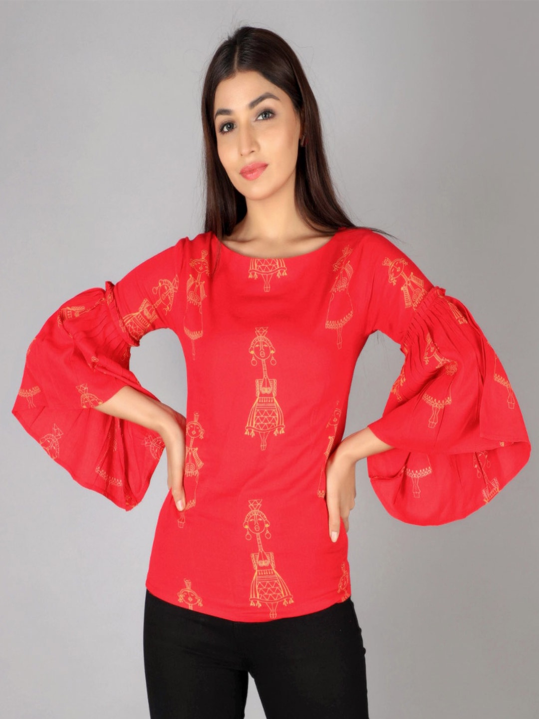 

KALINI Ethnic Printed Top, Red
