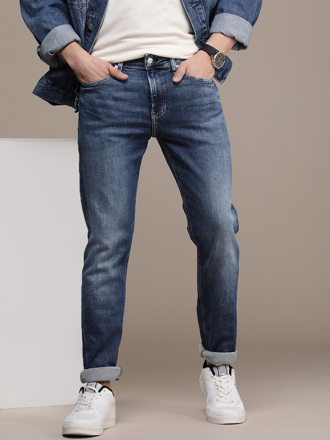 

Calvin Klein Jeans Men Skinny Fit Light Fade Stretchable Jeans, Blue