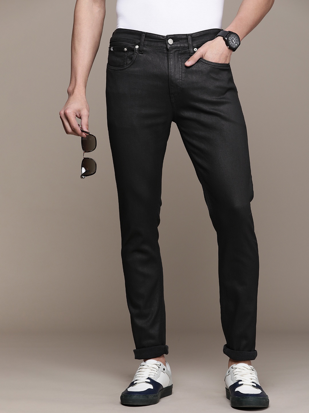 

Calvin Klein Jeans Men Skinny Fit Mid-Rise Stretchable Jeans, Black