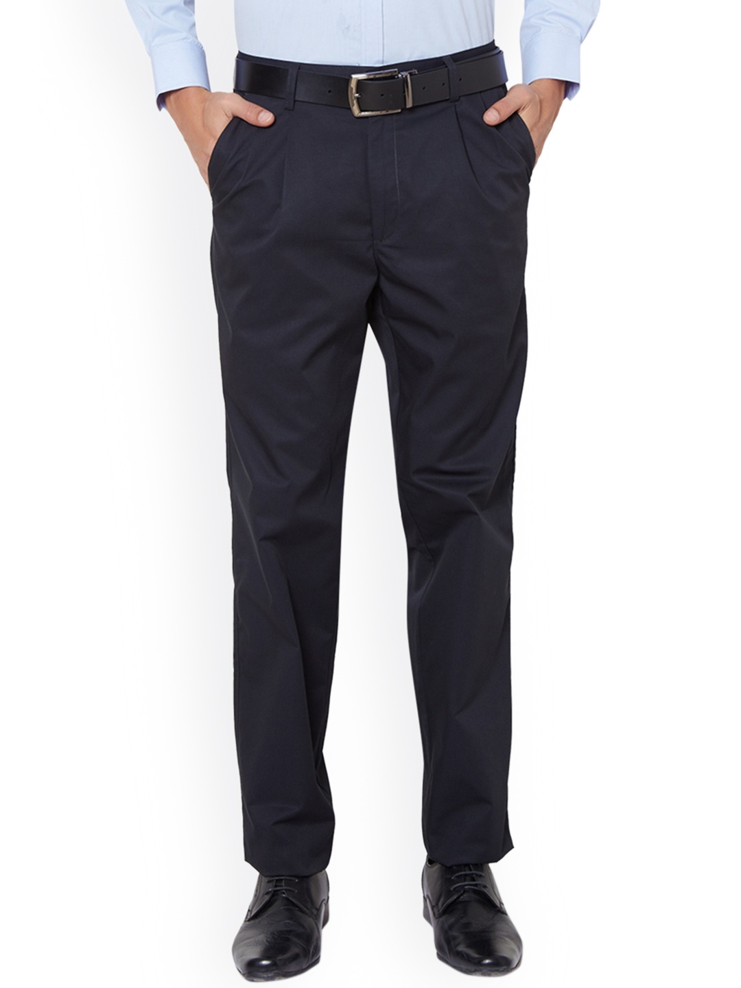 

Peter England Men Navy Blue Slim Fit Solid Chinos