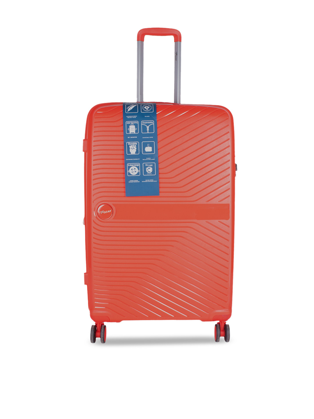 

F Gear Red Textured Hard-Sided Medium Trolley Bag