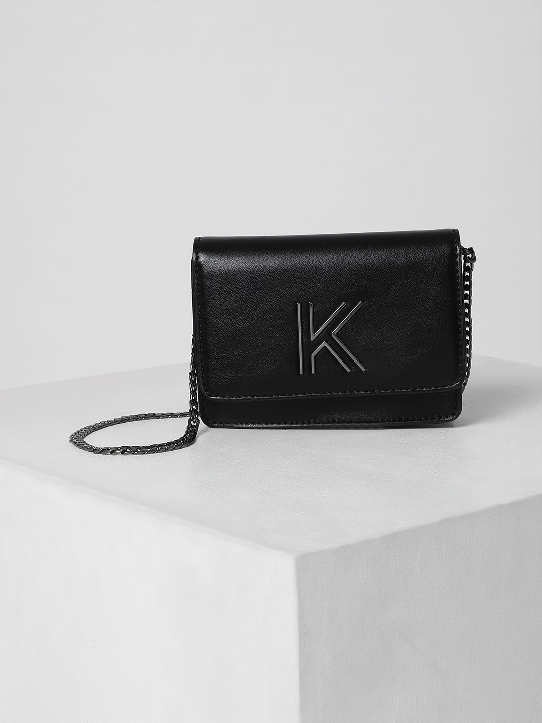 

KENDALL & KYLIE Women PU Structured Sling Bag, Black