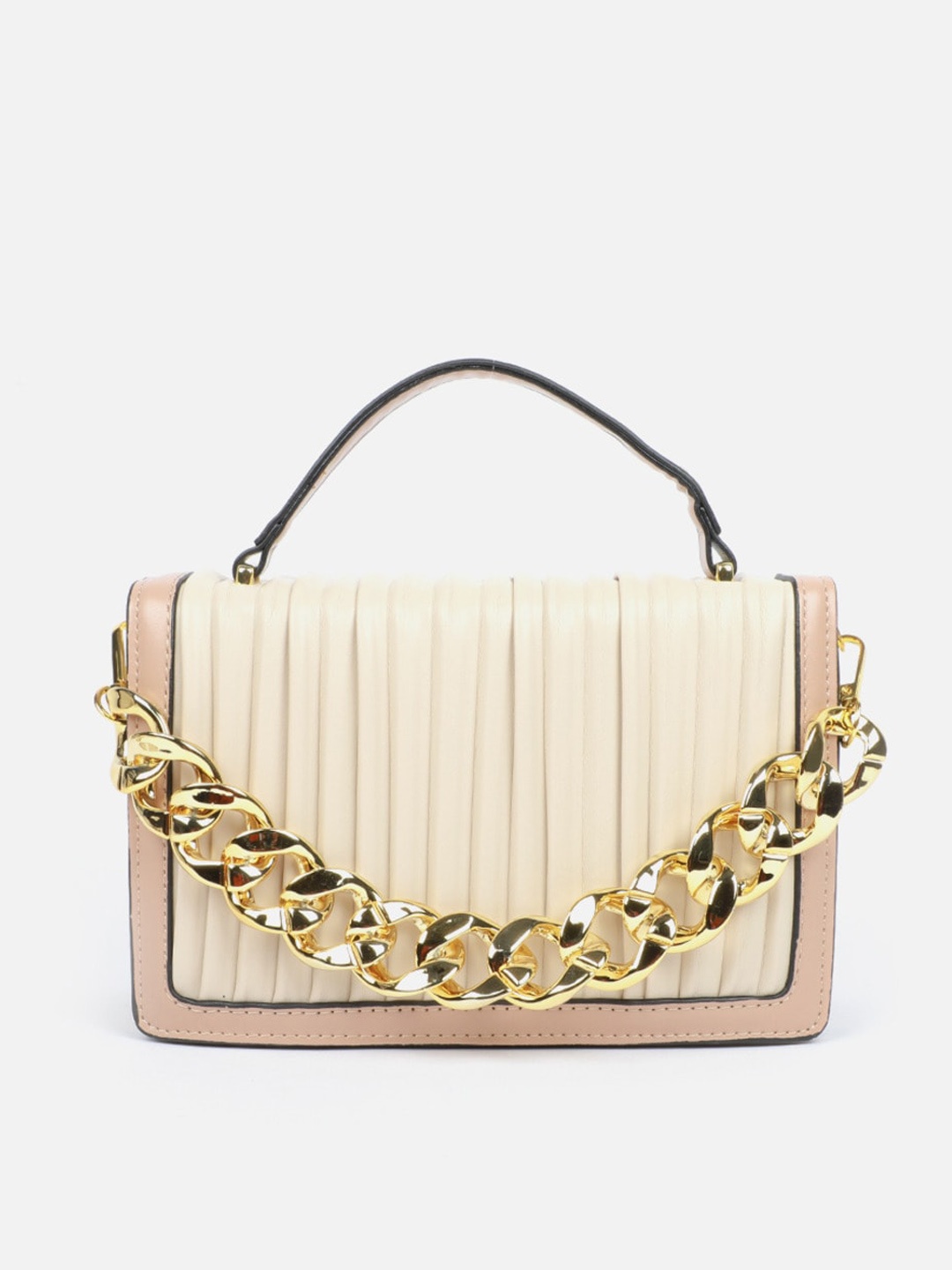 

Carlton London Half Moon Satchel with Quilted, Beige