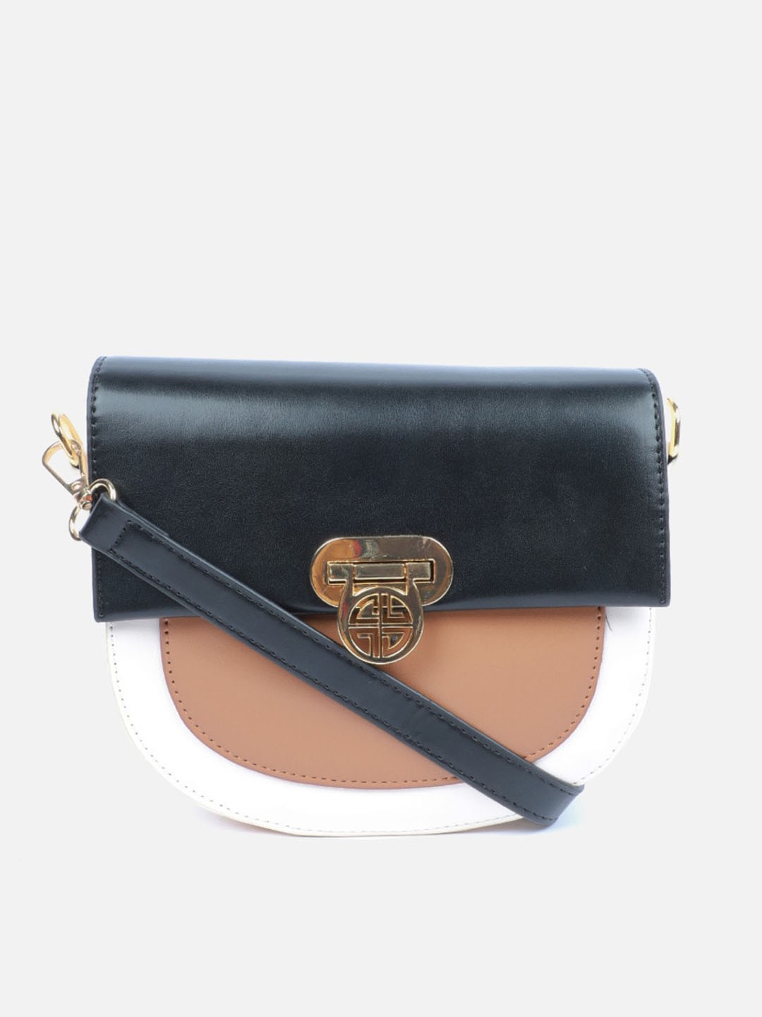 

Carlton London Colourblocked Half Moon Sling Bag, Black