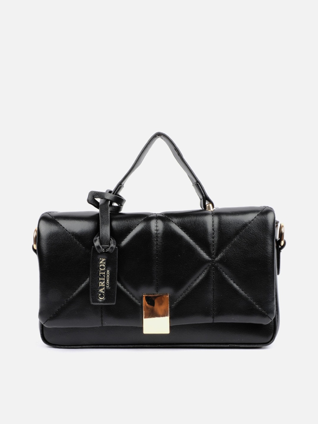 

Carlton London Textured Bowling Satchel, Black