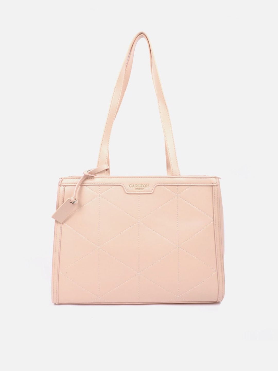 

Carlton London Oversized Structured Shoulder Bag with Quilted, Nude