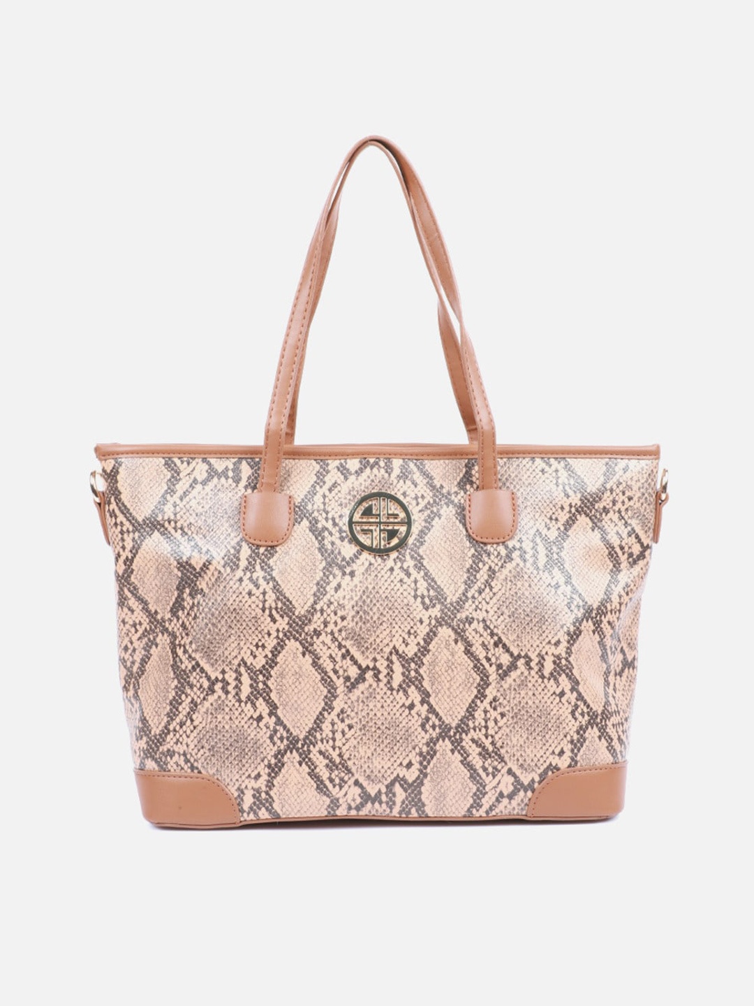 

Carlton London Animal Printed Oversized Structured Shoulder Bag, Tan