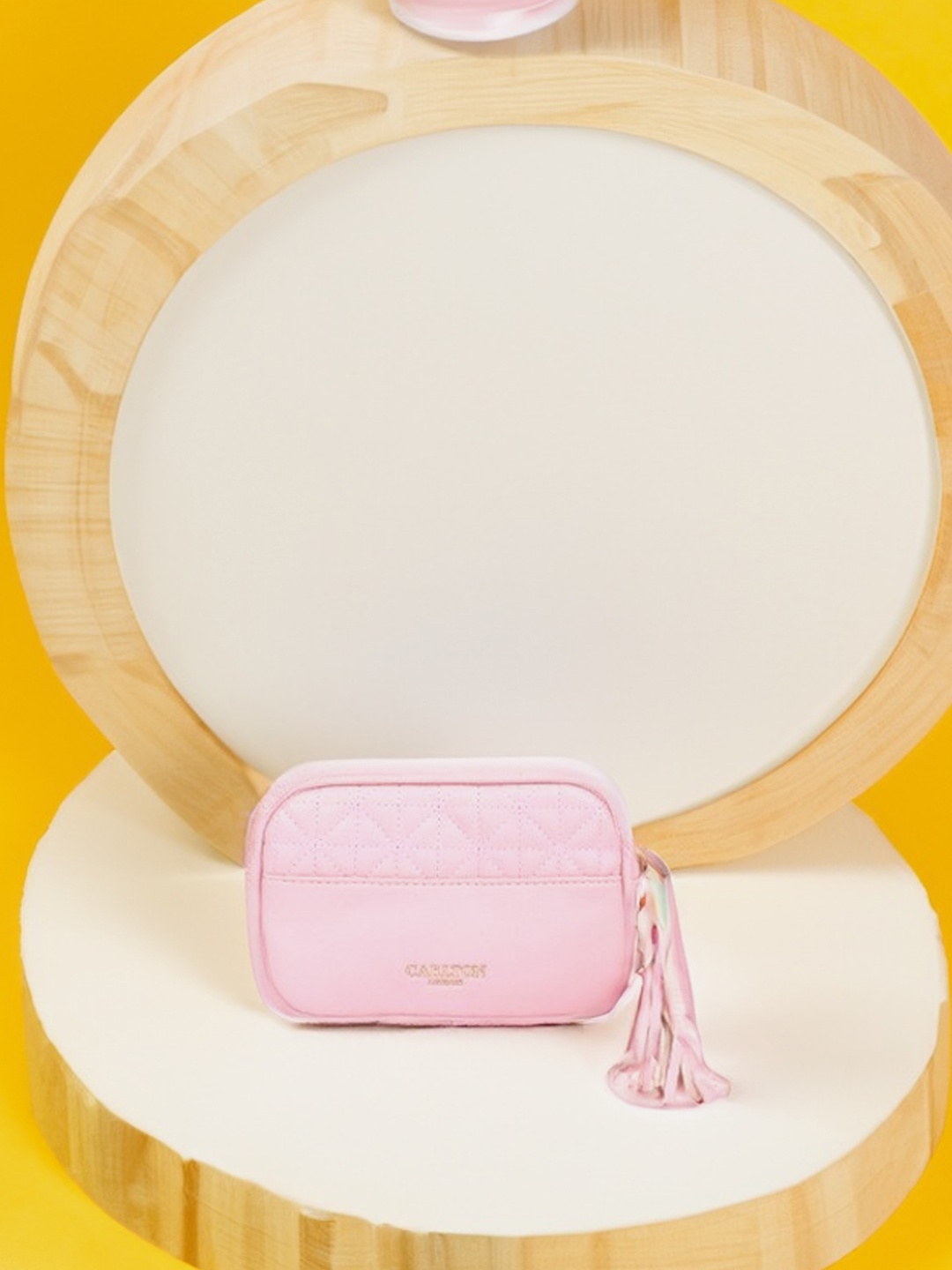 

Carlton London Textured Structured Sling Bag with Tasselled, Pink