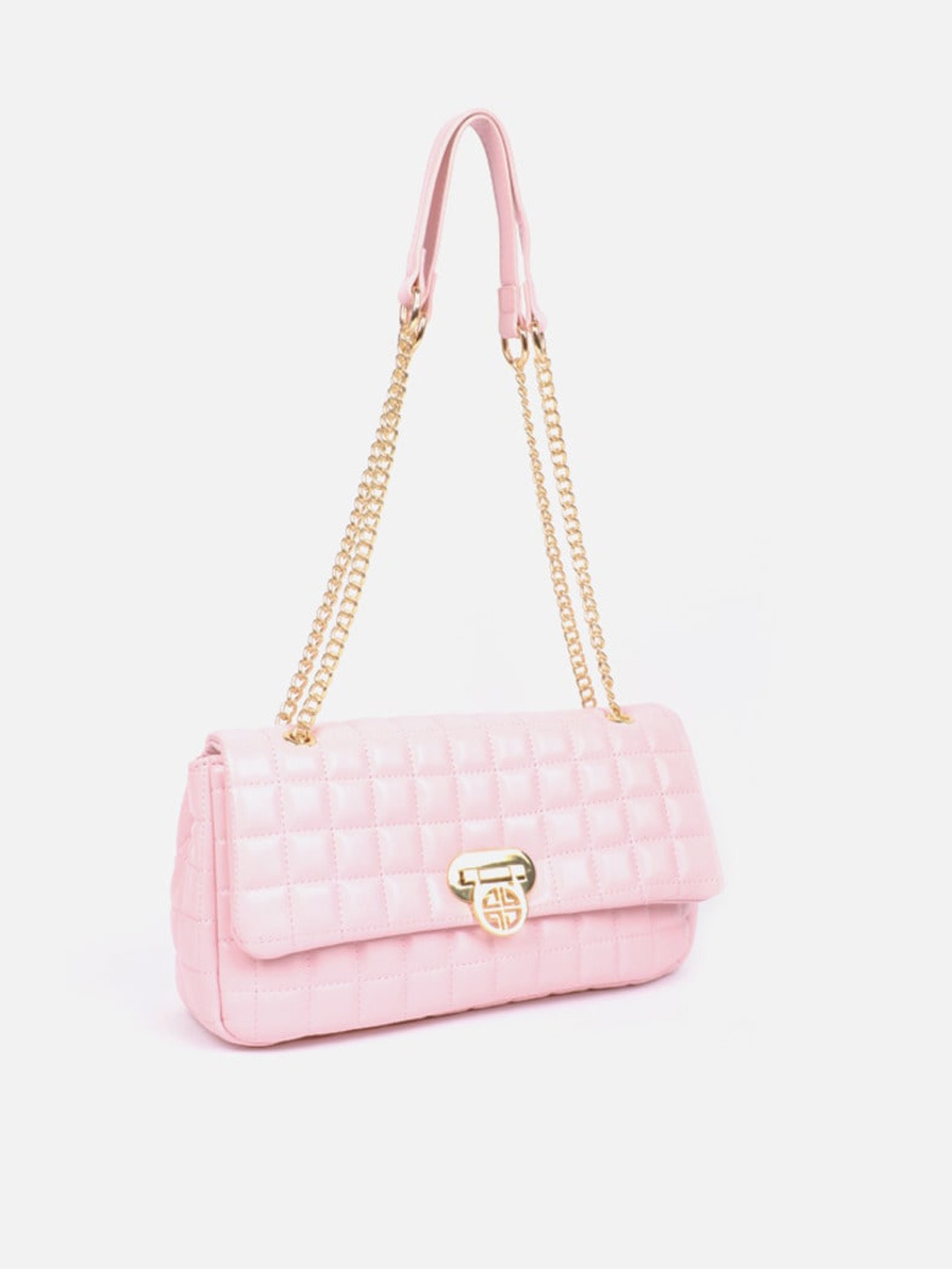 

Carlton London Textured Structured Sling Bag with Quilted, Pink