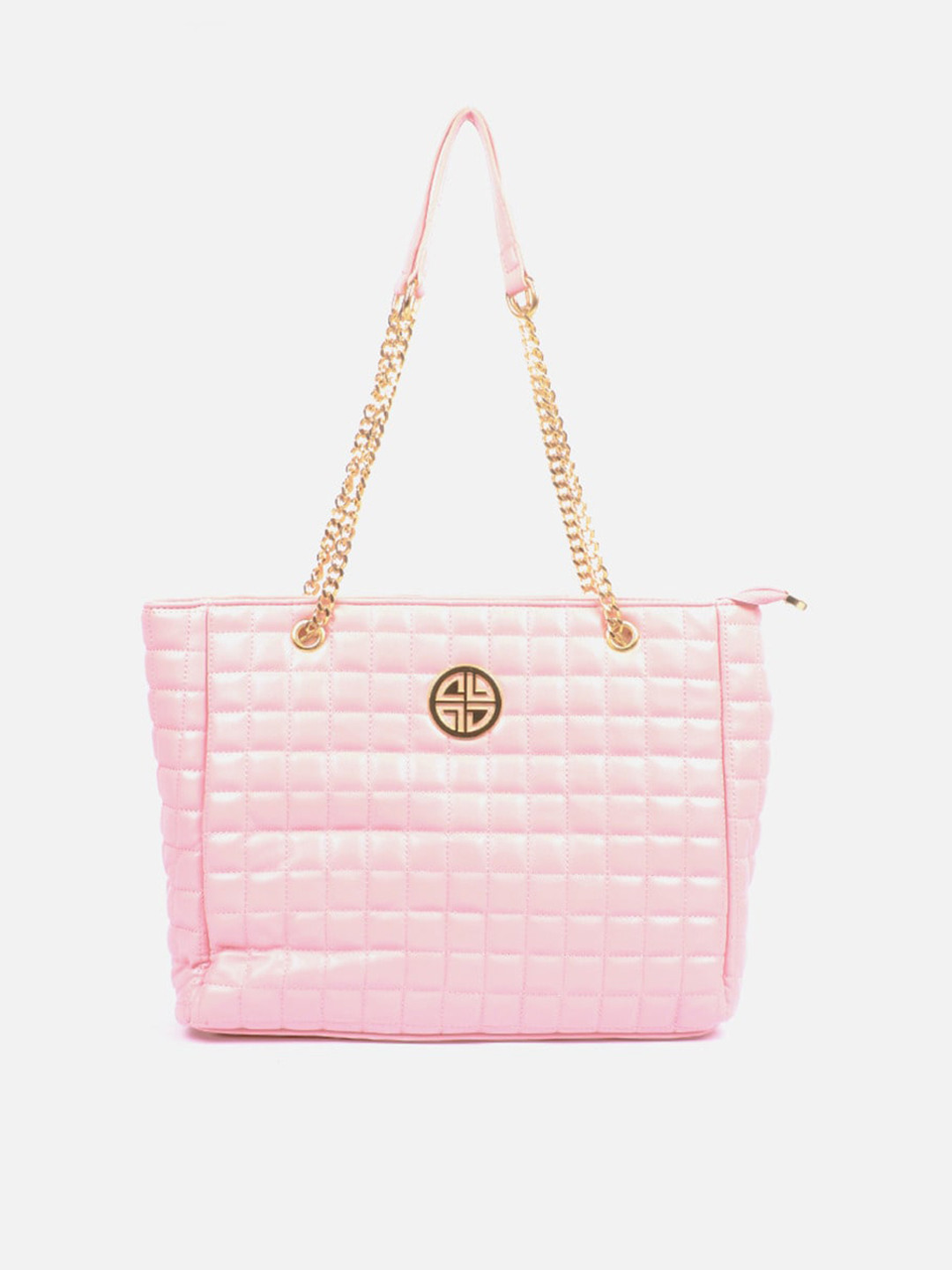 

Carlton London Textured Oversized Structured Shoulder Bag with Quilted, Pink
