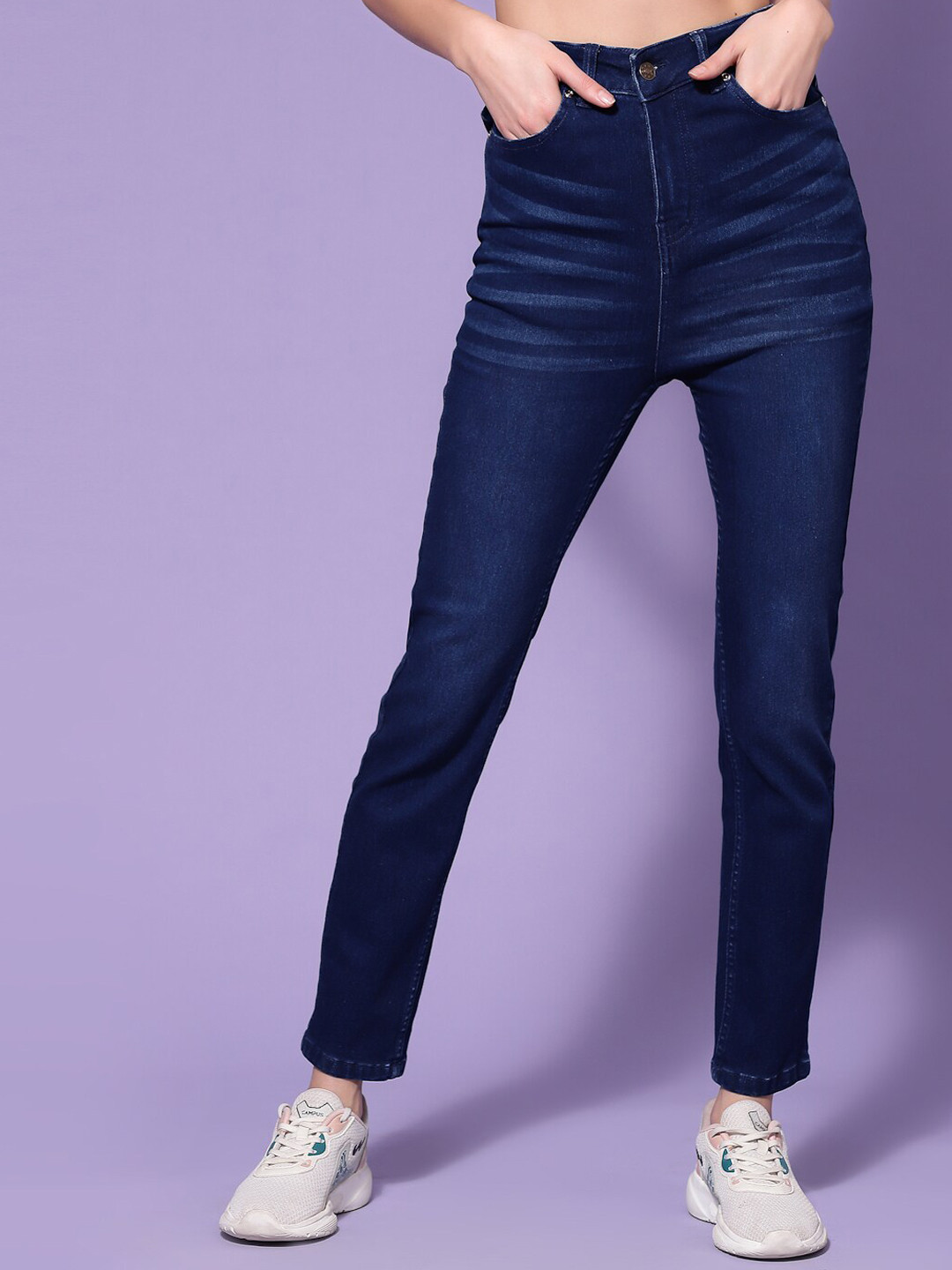 

KASSUALLY Women Slim Fit High-Rise Light Fade Stretchable Jeans, Blue