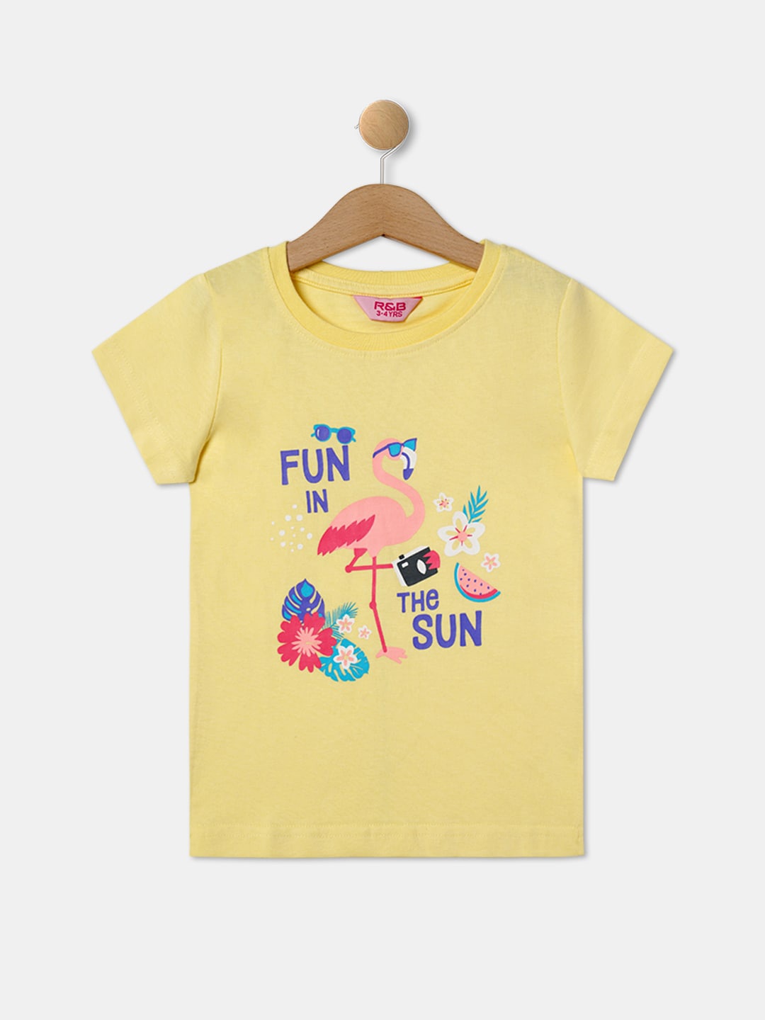 

R&B Printed Cotton T-shirt, Yellow
