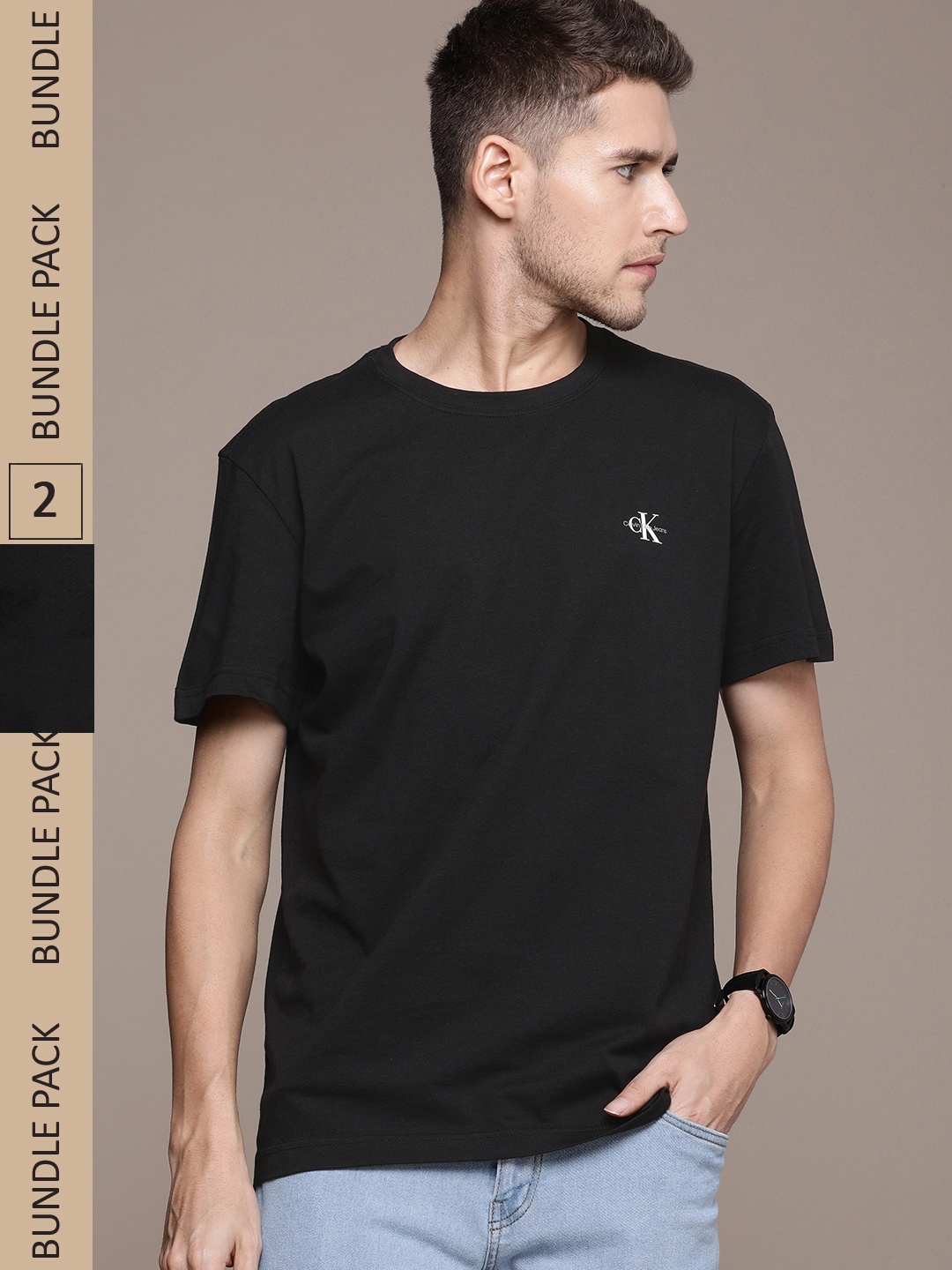 

Calvin Klein Jeans Pack Of 2 Brand Logo Pure Cotton T-shirt, Black