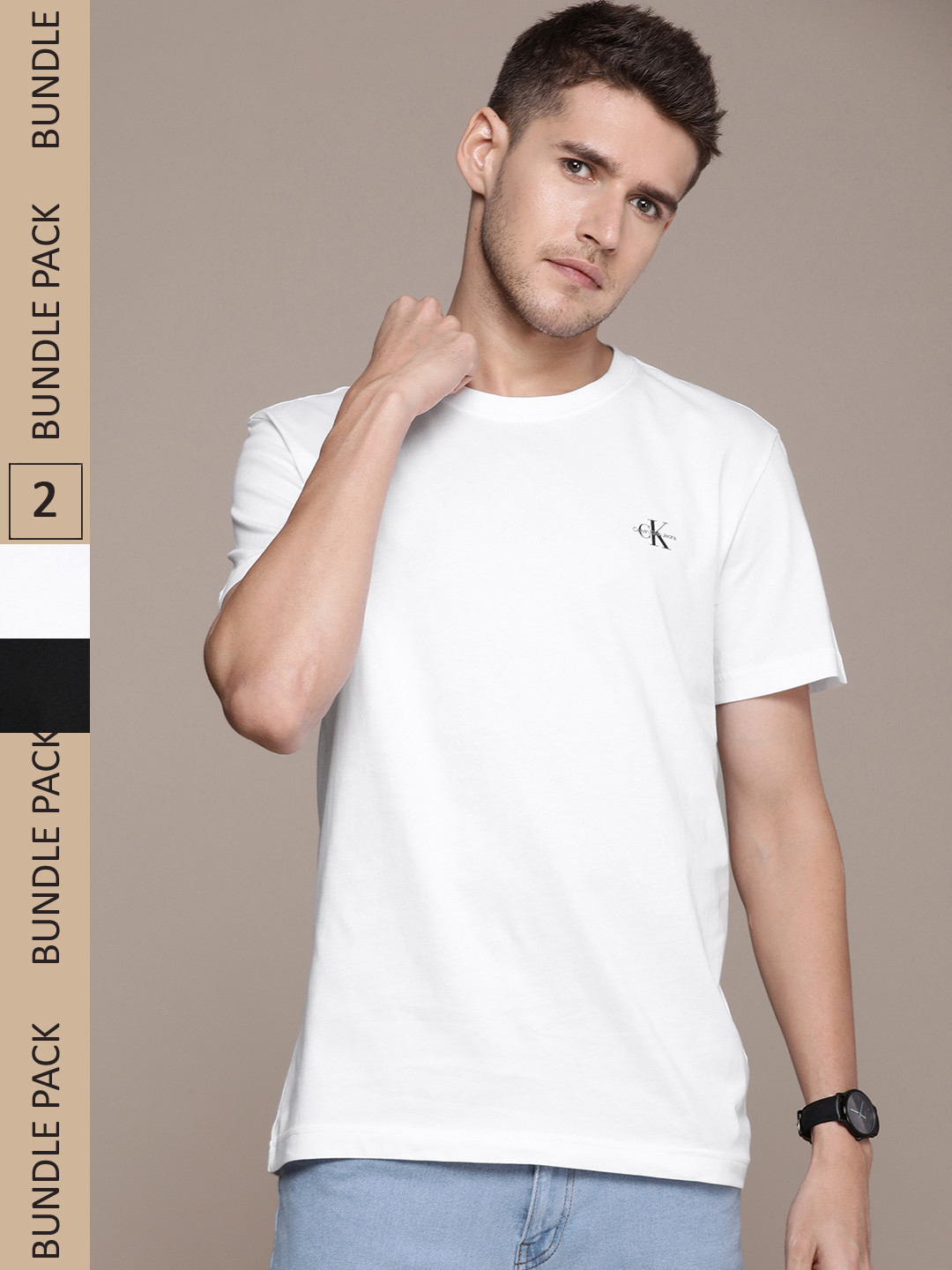 

Calvin Klein Jeans Pack Of 2 Brand Logo Pure Cotton T-shirt, Black