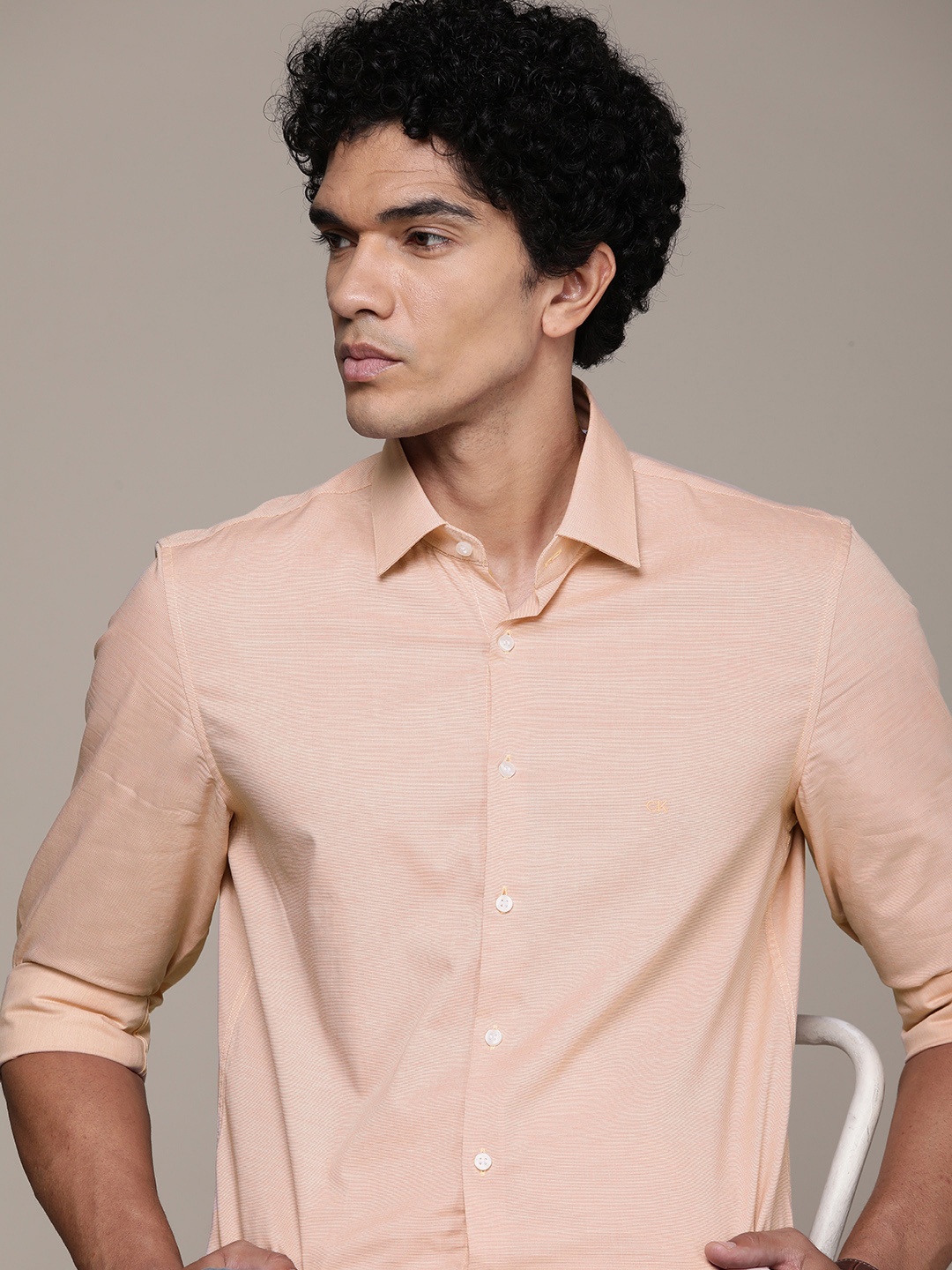 

Calvin Klein Jeans Pure Cotton Slim Fit Casual Shirt, Peach