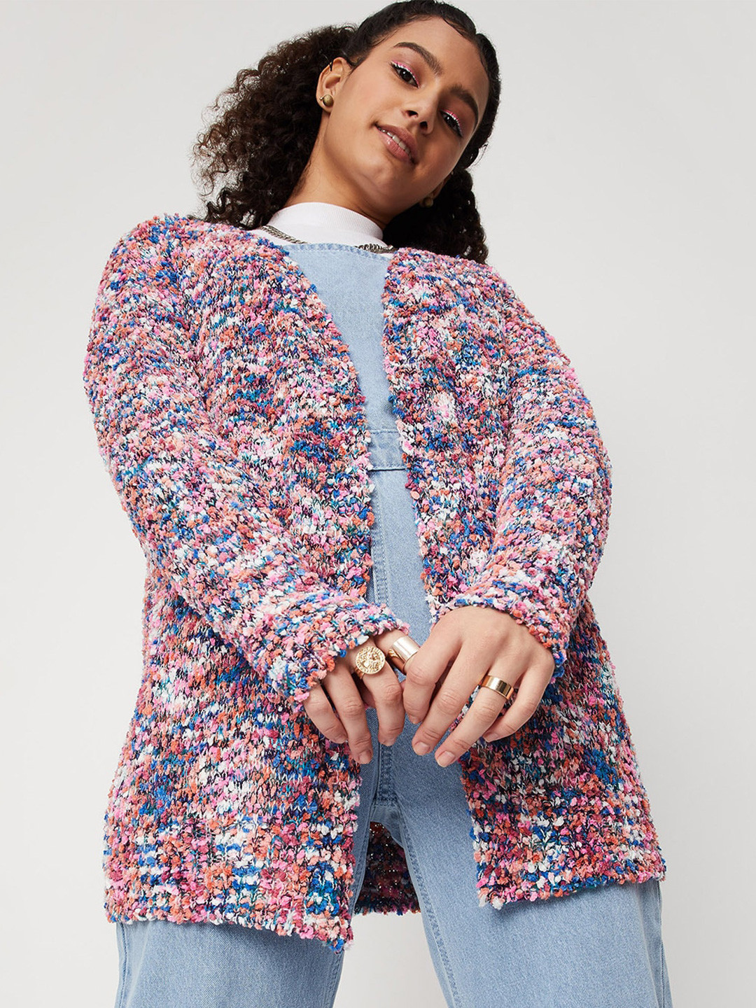 

max Women Floral Printed Shrug, Pink
