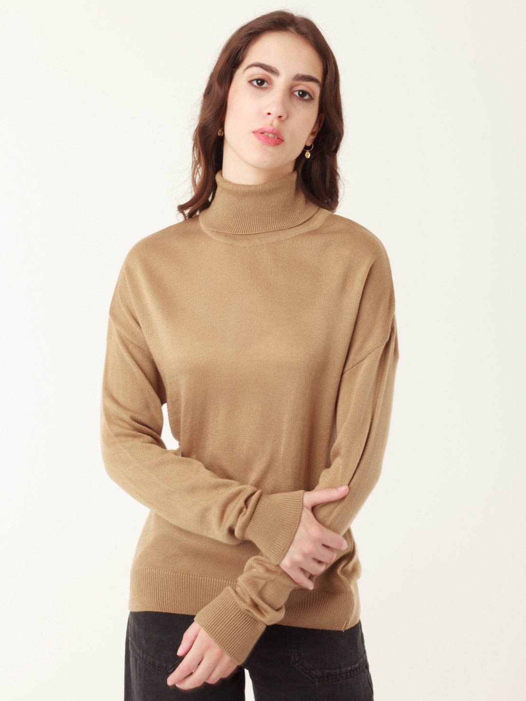 

Zink London Turtle Neck Acrylic Pullover Sweater, Tan